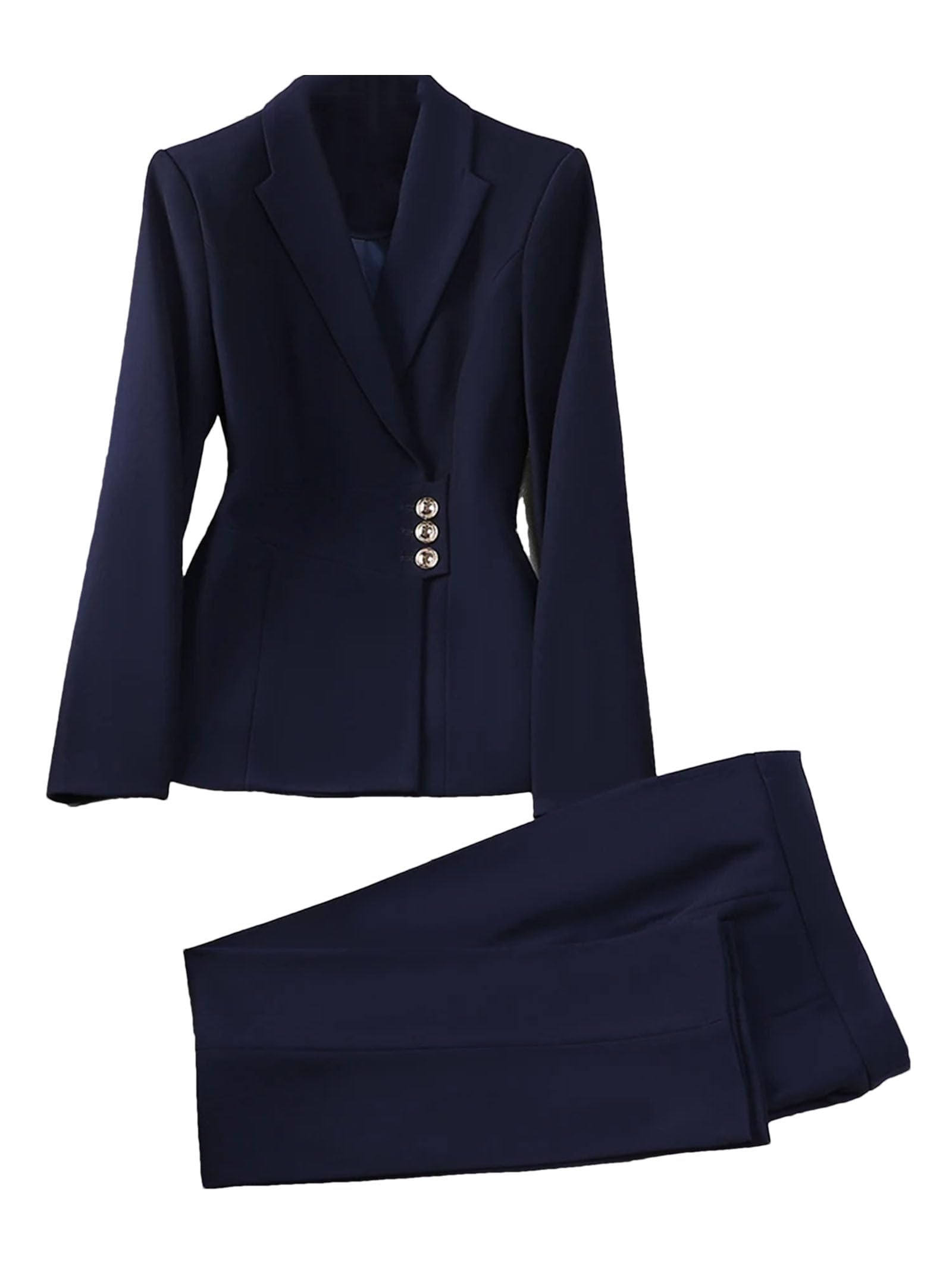 Women Office Business Work Single Breasted Pants 2 Piece Set Formal Blazer Jacket and Trouser