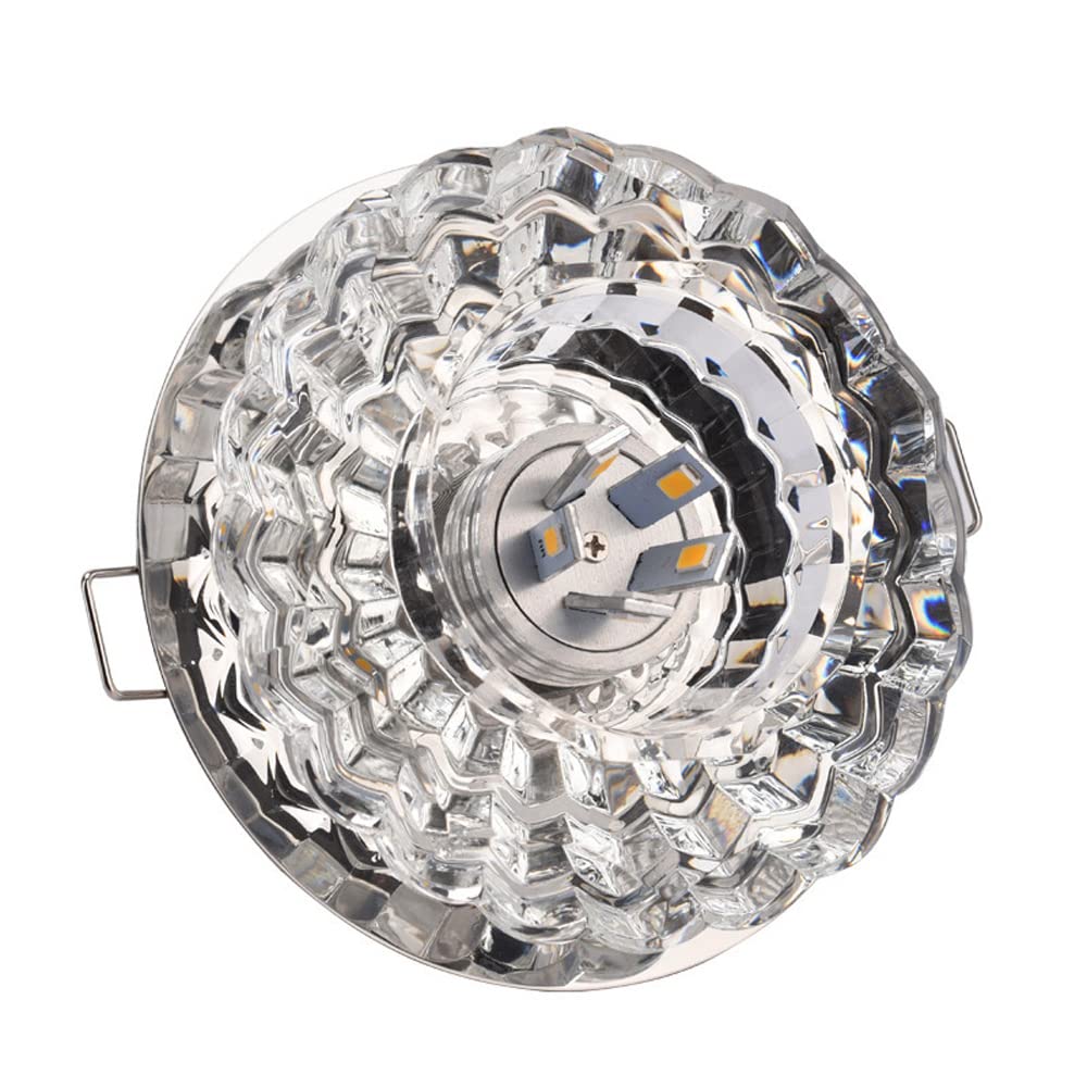 GTHTUHFD Led Recessed Crystal Ceiling Lights 2In-3.5In Eyeball Ceilling Potlight, 3W,5W Replacement Conversion Kit,Chrome Finish Spotlights Wafer Downlight Light,3w-warm light