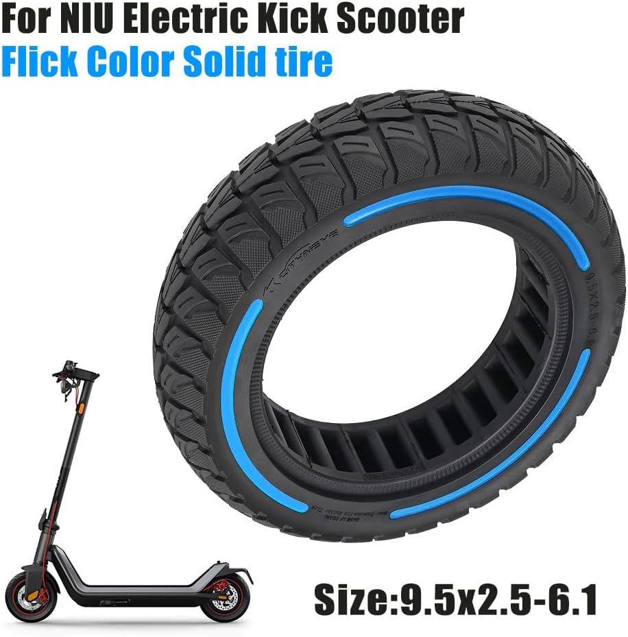 9.5x2.5-6.1 Off-Road Solid Tire Replacement for NIU KQi3 Pro/Max/Sport Scooter - Puncture-Free, Hassle-Free Maintenance - Anti-Skid, Shockproof 9.5 x 2.50 inch Tubeless Tire (Blue 2Pcs)