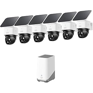 eufy Security SoloCam S340, 6-cam kit, Solar Security Cameras Wireless Outdoor, 360° Pan & Tilt Surveillance, No Blind Spots, 2.4 GHz Wi-Fi, No Monthly Fee