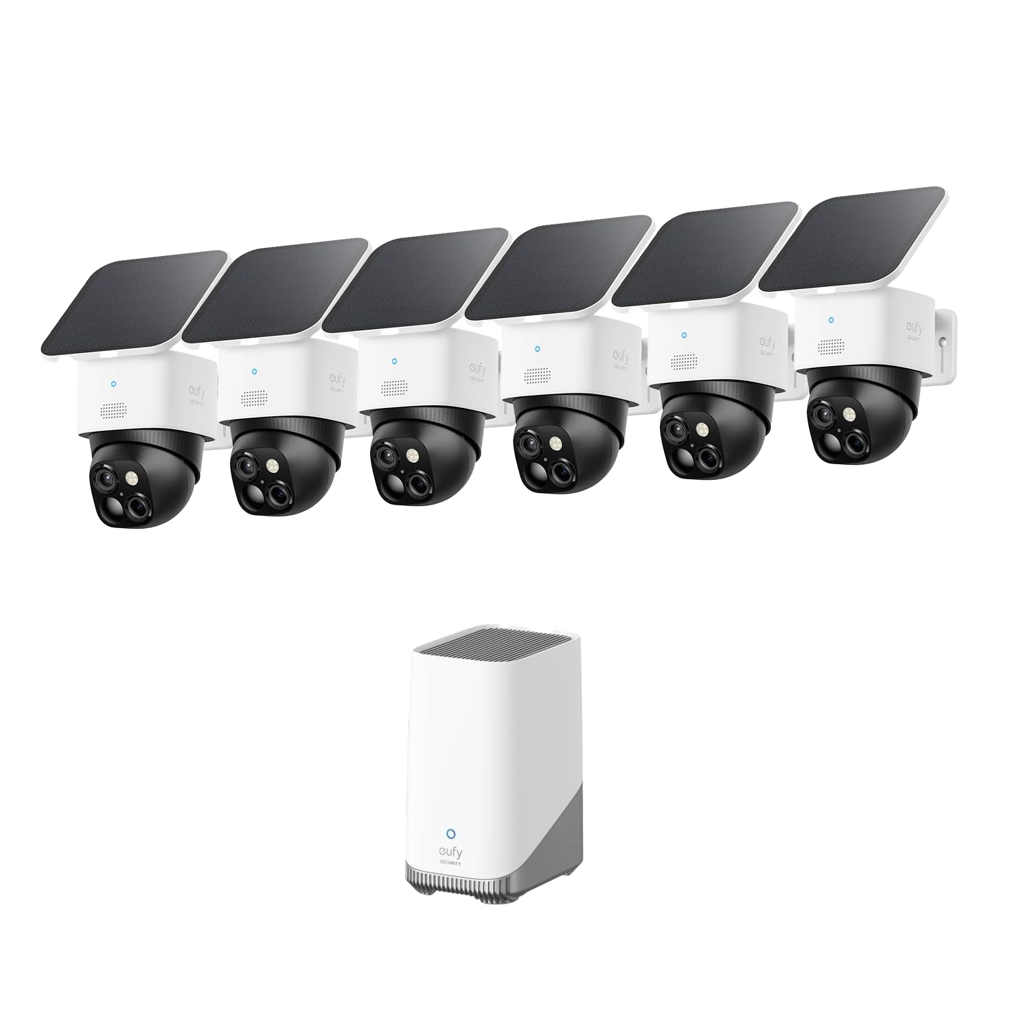 eufy Security SoloCam S340, 6-cam kit, Solar Security Cameras Wireless Outdoor, 360° Pan & Tilt Surveillance, No Blind Spots, 2.4 GHz Wi-Fi, No Monthly Fee
