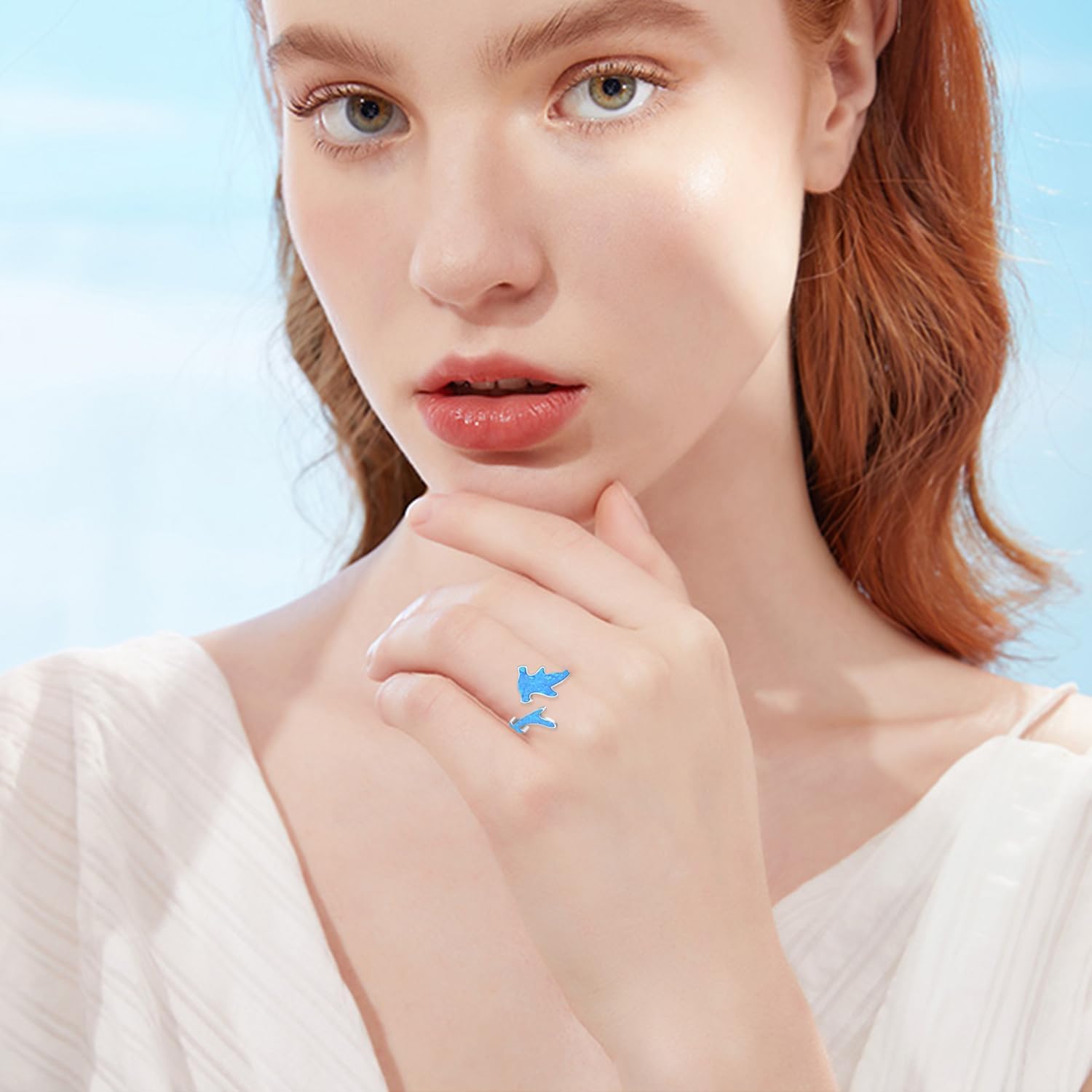 Shark Rings for Women 925 Sterling Silver Hammerhead Shark Ring Shark Open Ring Shark Jewelry Gifts for Women Mom Shark Week - Image 5