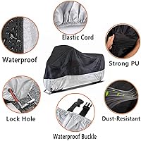 Vista 5 de Fundas para motocicleta, fundas impermeables para motocicleta al aire libre con agujeros de bloqueo y bolsa de almacenamiento, para motocicletas