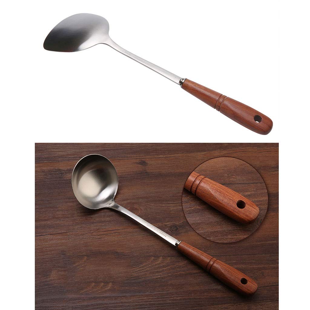 Espátula Juego de Utensilios de 2 Piezas, espátula de Acero Inoxidable, Cuchara, Utensilios de Cocina engrosados, Utensilios de Cocina de Dos Piezas, espátula de Cocina