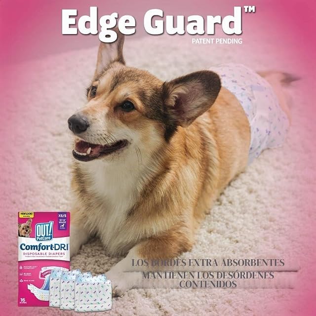 Foto 4 de 7 de OUT! Pañales para Perros Femeninos Desechables y Absorbentes con Ajuste a Prueba de Fugas (Paquete de 18)…