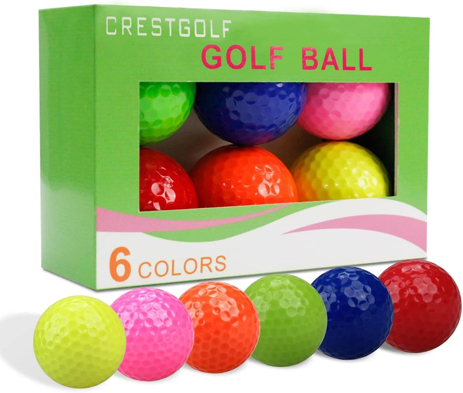 Crestgolf Colored Class Practice Golf Balls Pack of 6