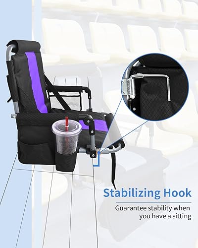 Miniatura 5 de AOOXIMI Asientos de estadio para gradas con soporte de espalda, asientos de gradas con respaldo y cojín ancho, sillas de estadio con portavasos,