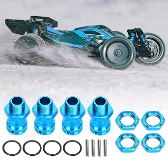 Set of 4 RC Wheel Hub Extension 17 mm Hex Adapter for 1/8 RC Car Truck - 23 mm Extension with Driver Screwdriver (Blue)