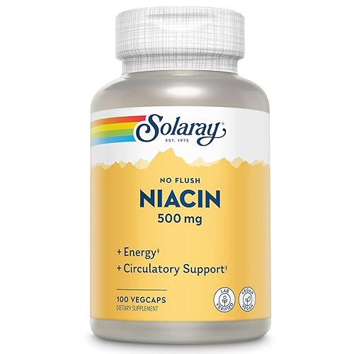 SOLARAY No Flush Niacin 500mg, Flush-Free Vitamin B3 Niacin, Energy