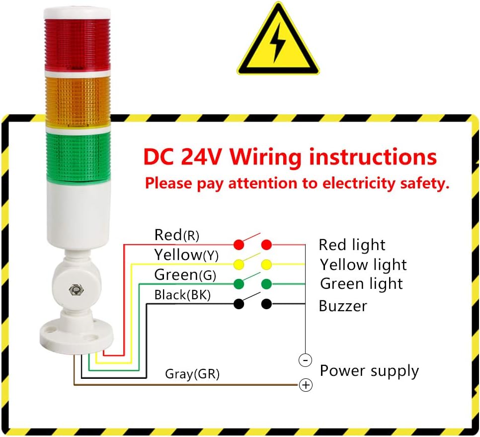 Industrial Warning Lights, Led Signal Tower Stack Lights, Multi-Layer LED Three-Color Warning Lights Buzzer Alarm 24V Machine Tool Indication Signal Warning Lights : Industrial & Scientific