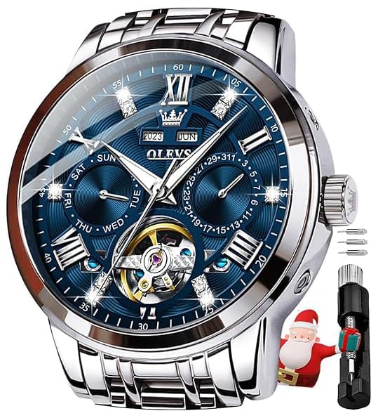 Amazon | OLEVS 腕時計 メンズ 機械式 自動巻き＆手巻き 永久