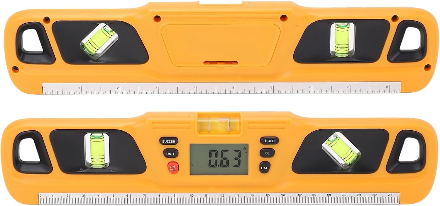 Digital Level LCD Display Multifunction High Accuracy Protractor Inclinometer for Construction Projects (Yellow)