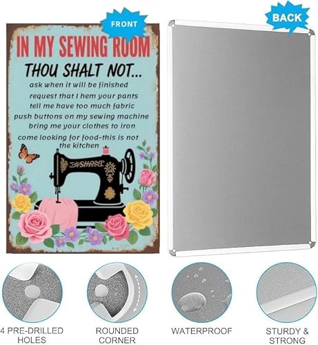 Carastora Vintage Sewing Room Wall Sign, Metal Tin Plaque for Home, Craft Room, Sewing Lover Gift - Country Style Decorative Poster 8x12 Inch - Image 5