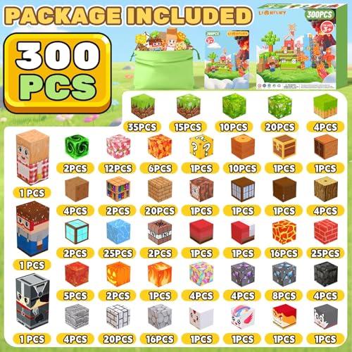 LionFuny Magnetic Blocks, 300Pcs Magnetic Building Blocks Sets, STEM Montessori Stacking Sensory Education Magnet Toys for Kids Toddlers Boys Girls Ages 3 4 5 6 7 8-12 Birthday Gifts, 1" Large Size — view 6
