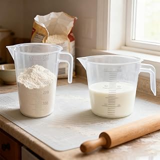 2 Pack Measuring Cup Set - 1 & 2 Cup Plastic Liquid Measuring Cups for Baking, Cooking, Mixing & Measuring - Liquid/Solid Measurement - Freezer & Dishwasher Safe - Kitchen Essential