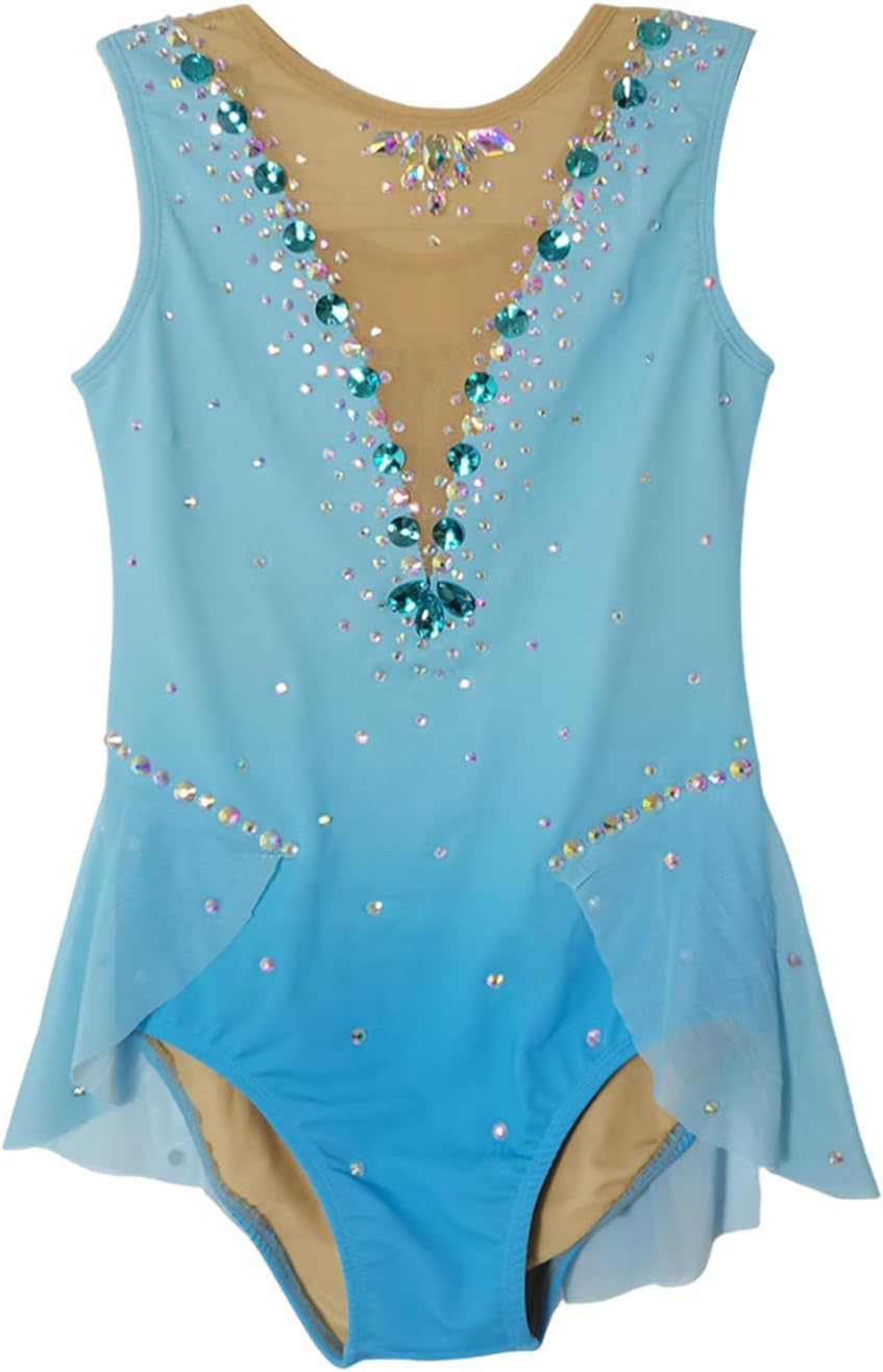 LIUHUO Rhythmic Gymnastics leotard Costumes Women Girls Spandex Figure Competition Sleeveless