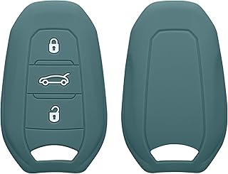 kwmobile Car Key Silicone Case Compatible with Peugeot Citroen 3-Button Smartkey Car Key (Keyless Go Only) - Key Cover in Arctic Night