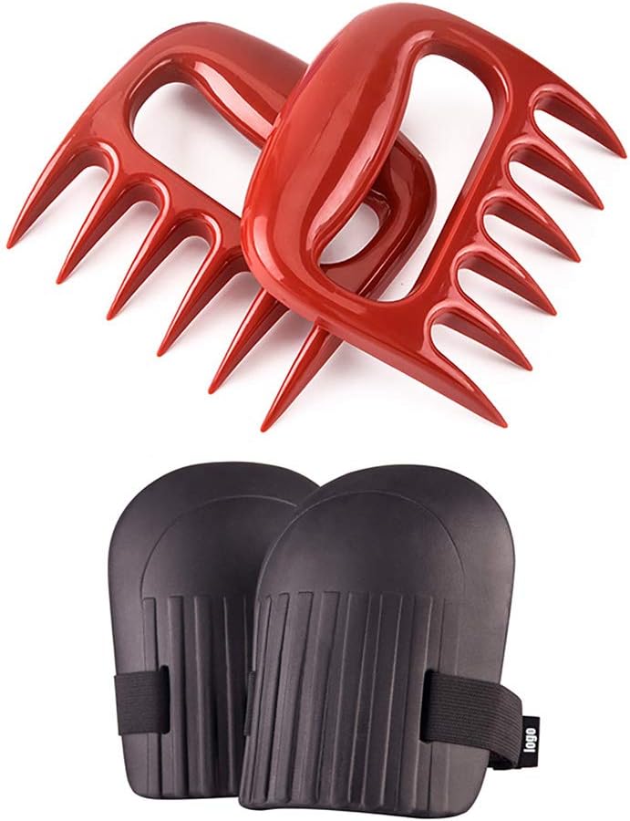 2 Pack Cultivator Claw Held Garden Paw Tools Ergonomic Hand Tiller Rake for Lawn Aerating&Cultivating&Weeding&Planting Extra 2 Knee Pads Free