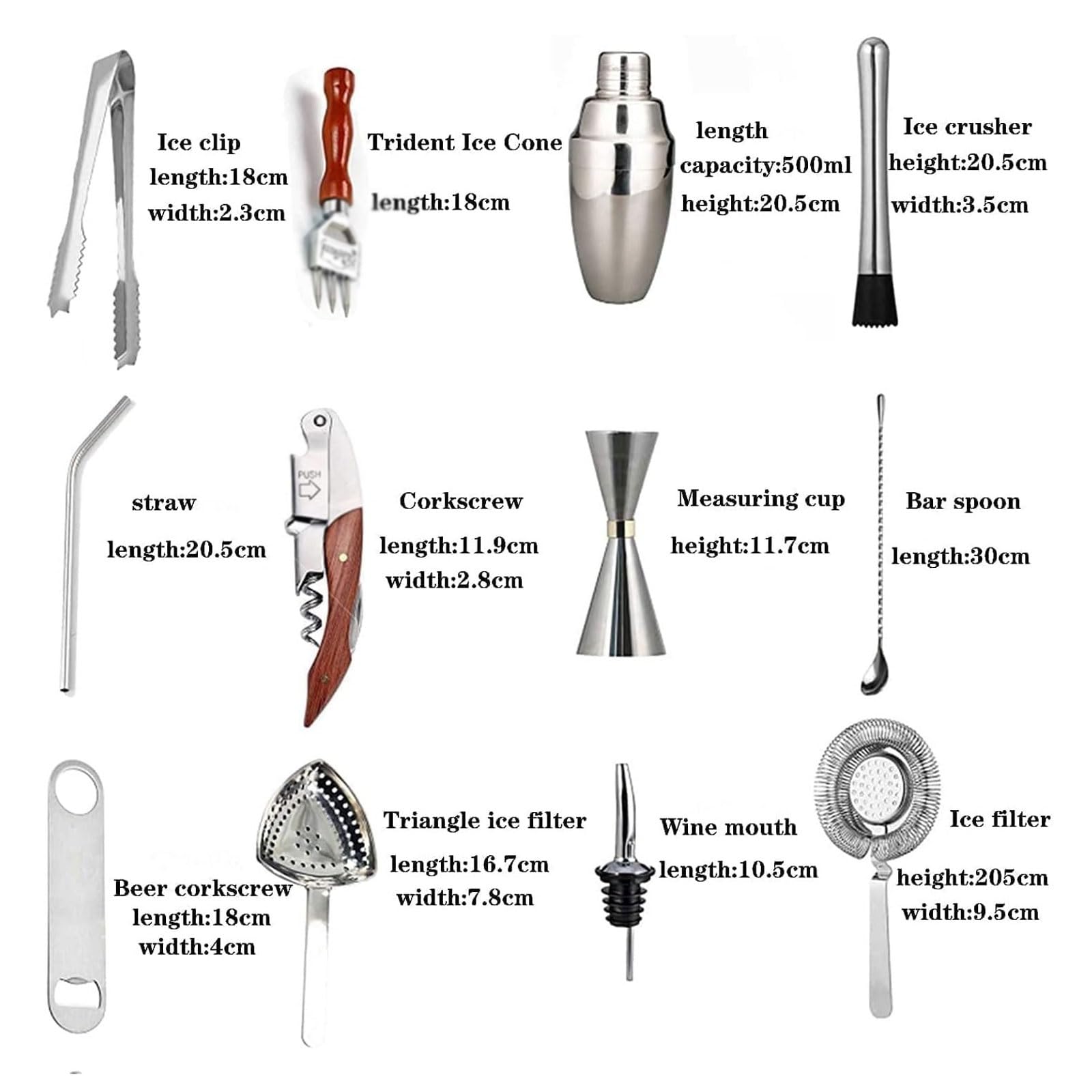 Kit de Barman de 20 Piezas, coctelera de Acero Inoxidable y Herramientas de Barra for Bares caseros y coctelería Profesional.