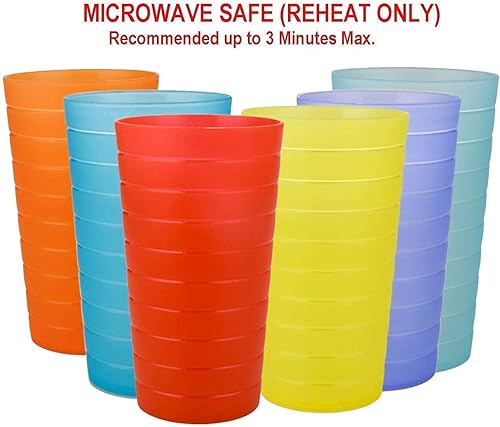 Miniatura 4 de AOYITE 32 ounce and 22 oz Plastic Tumblers Reusable, BPA-Free and Dishwasher Safe Drinking Cups,Restaurant-Quality Glasses in 6 Assorted Colors set