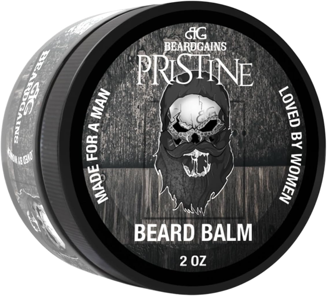 Pristine Scented Medium Butter Hold Beard Balm Softener 2oz | Control, Manage and Thicker Facial Hairs and Promote Growth | MADE IN USA