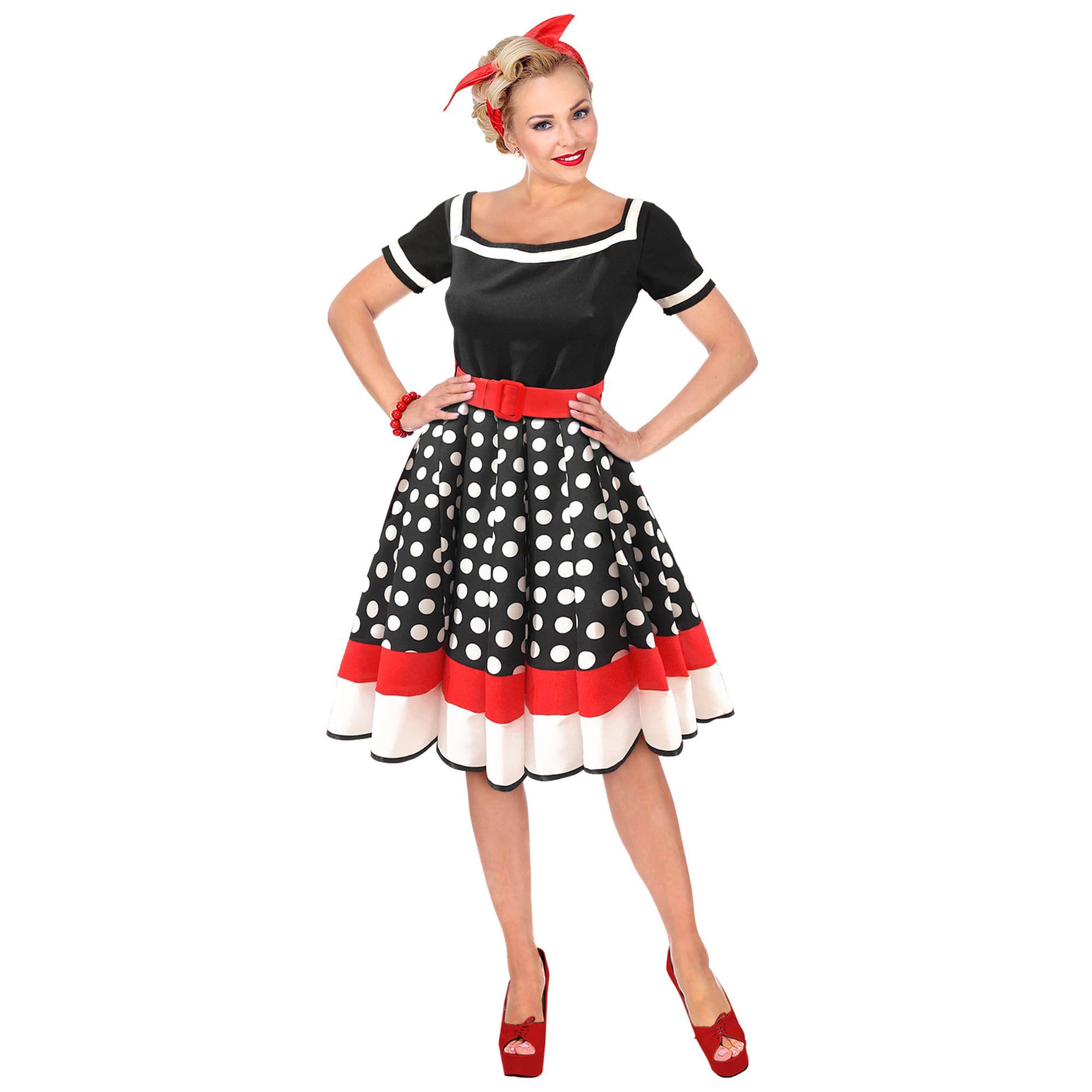 W WIDMANN MILANO Party Fashion - Costume 50s Fashion, Dress with Petticoat, Rockabilly, Rock 'n' Roll, Fancy Dress Costumes