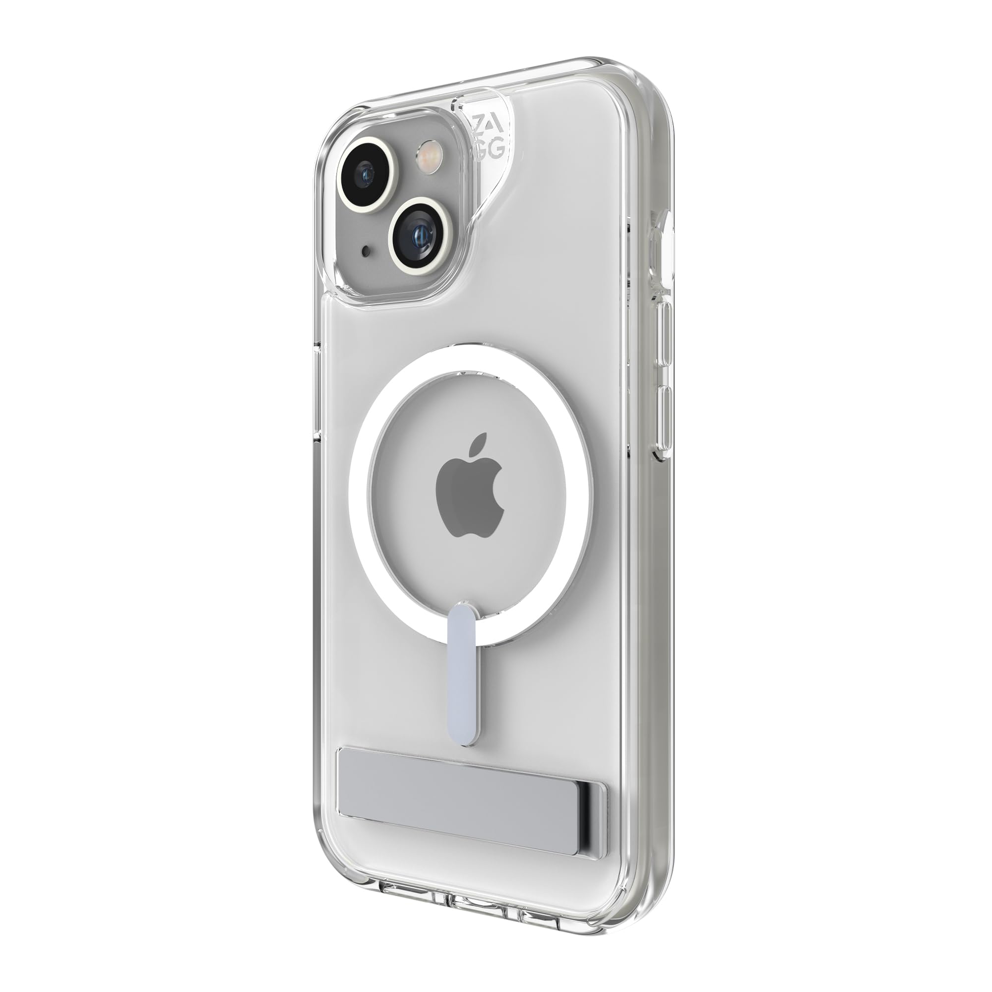 ZAGG Crystal Palace Snap iPhone 15 Clear Phone Case w/Built-in Kickstand - Drop Protection (13ft/4m), Durable Graphene, Anti-Yellowing, and Scratch-Resistant MagSafe Phone Case