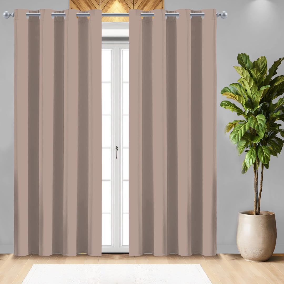 HomeBrew 100% True Blackout Window Curtains 5 Feet Long Set of 2 | Plain Design | Room Darkening Curtain | Thermal Insulated Curtains for Living Room Bedroom | (116 x 152 cm)