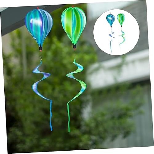 Miniatura 3 de Yardwe 2 piezas de globos de aire caliente hilanderos de viento fáciles de instalar adornos decorativos de jardín para decoración al aire libre