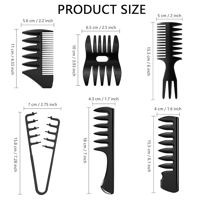 Set de 6 Peines de Dientes Anchos para Estilo y Textura miniatura 3