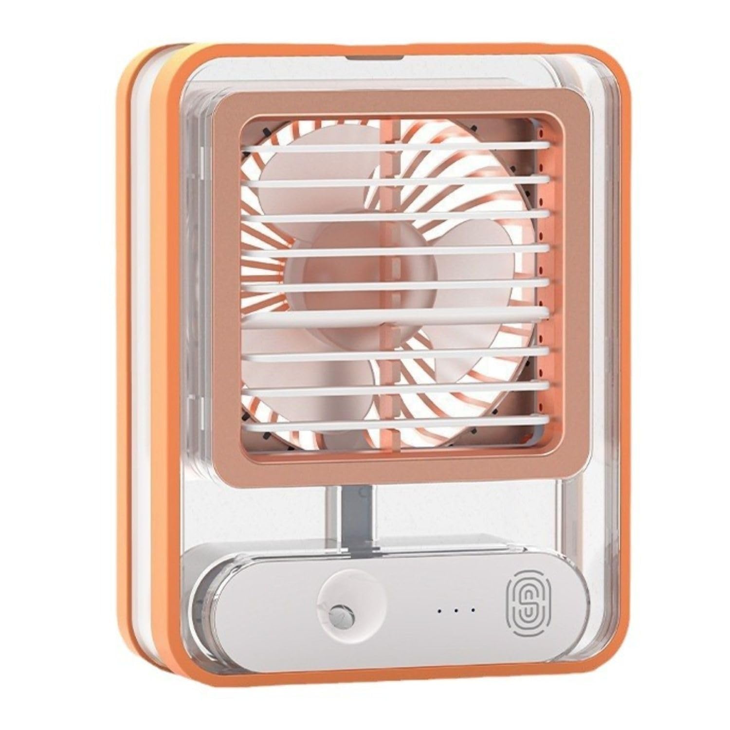 FunBlast Portable Mist Fan – USB Rechargeable Mini Desk Fan with Water Spray, Cooling Table Fan for Travel, Office, Makeup & Outdoor Use (Orange)-image-16