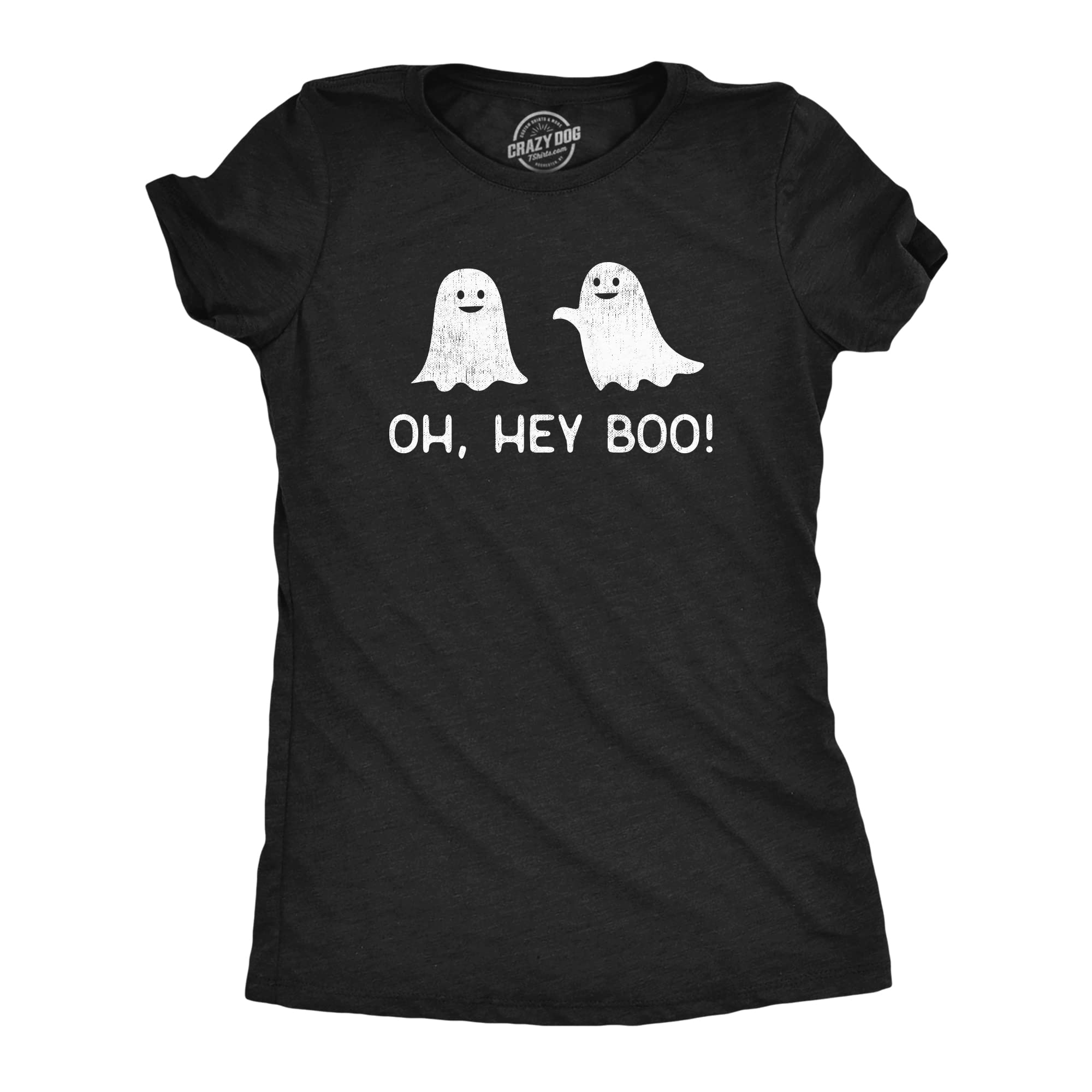 Crazy Dog T-ShirtsWomens Oh Hey Boo T Shirt Funny Halloween Party Ghost Relationship Tee for Ladies