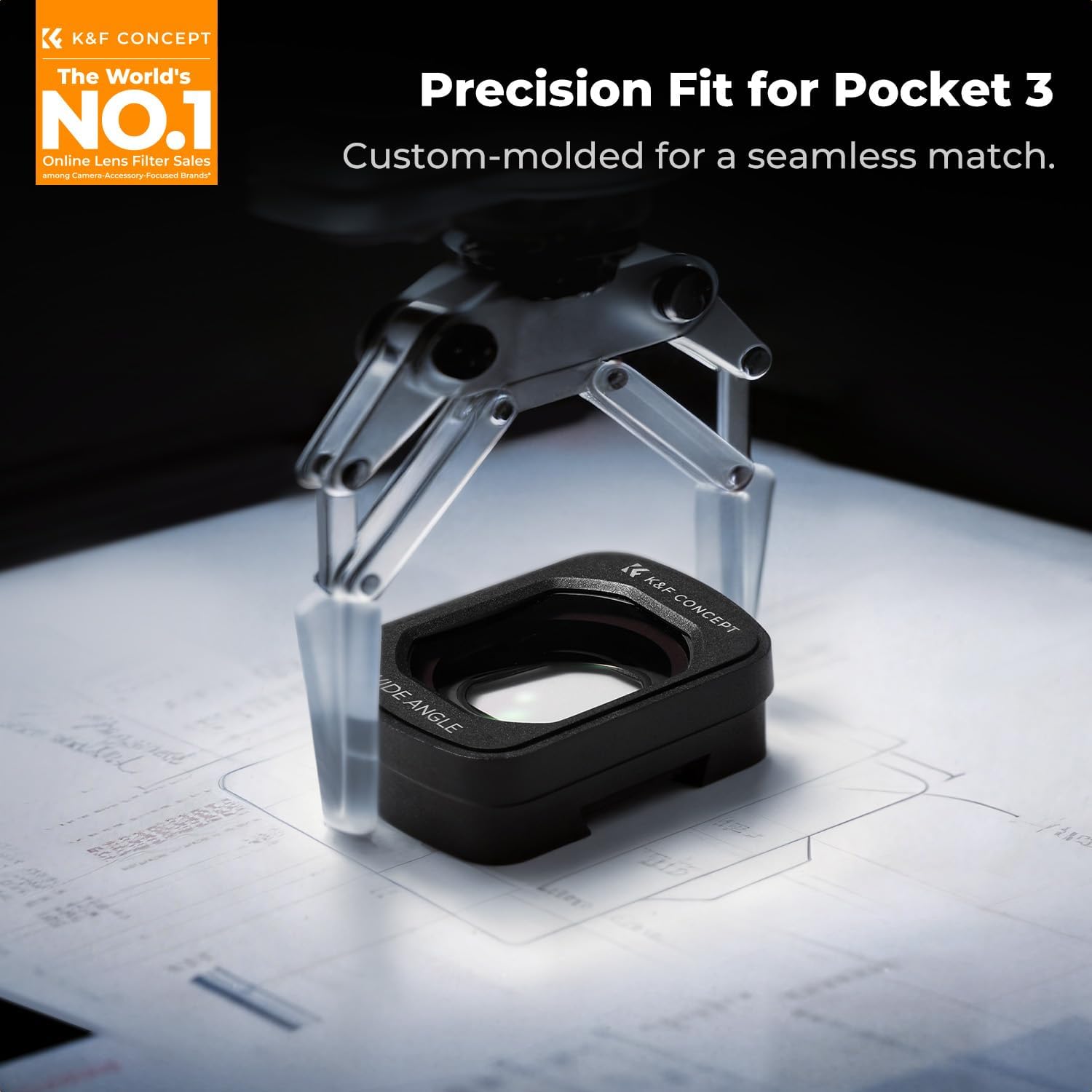 K&F CONCEPT Magnetic Wide Angle Lens & 1/4 Black Diffusion Filter & Cool Tone Filter Set, Compatible with DJI Osmo Pocket 3, 3 Pack Wide Angle Black Diffusion 1/4 Cool Tone Filters Accessories