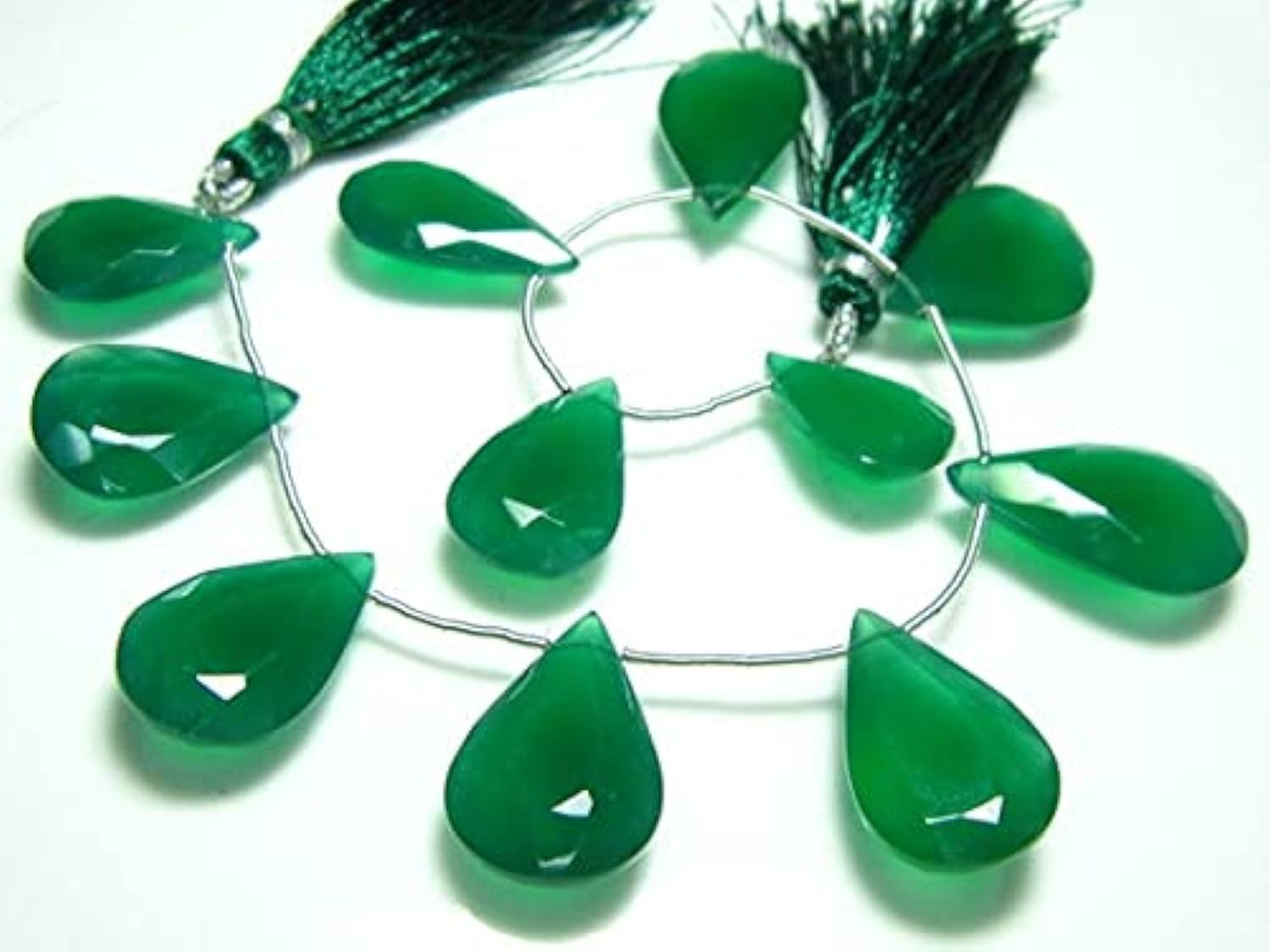 Green Onyx briolette poire pierre naturelle facettée LKBEADS 12x18mm perle
