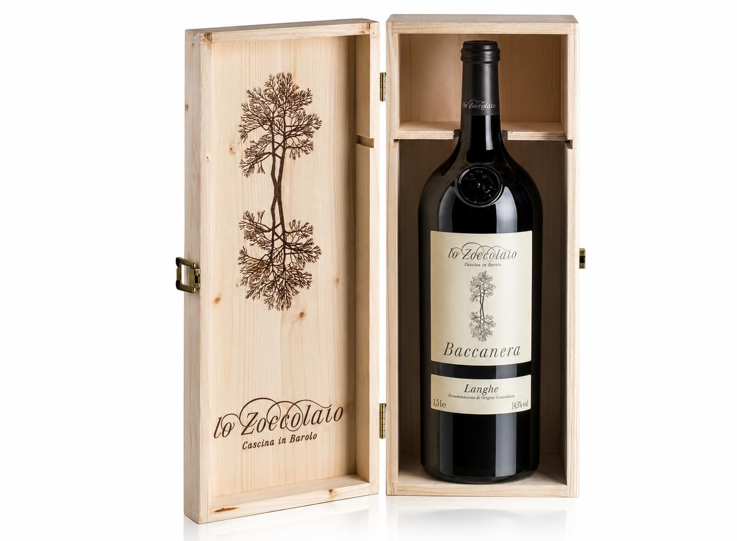 Lo Zoccolaio Langhe Rosso DOC Baccanera en Estuche de Madera - Vino Tinto Italiano - 1 Botella X 1500ml