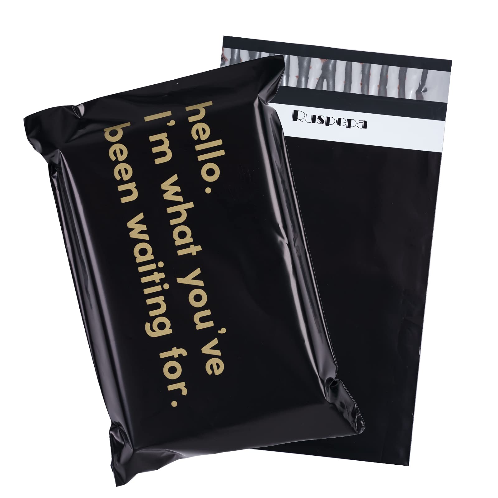 RUSPEPA Poly Mailer Shipping Bag with Self Sealing, Business Text Printed Design, 100 Pack 6 x 9 inches, Black