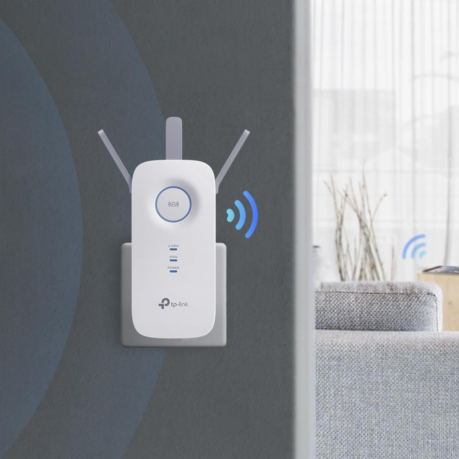 TP-Link RE450 - Repetidor Wi-Fi AC1750, Amplificador de Red, Velocidad Doble Banda, 1 x Puerto Gigabit, luz señal Inteligente, Modo Ap, fácil configuración, Color Blanco
