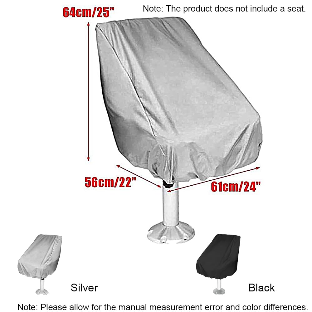 Lot de 2 housses de siège de bateau imperméables, réglables en tissu Oxford 210D pour chaises de yacht (noir)