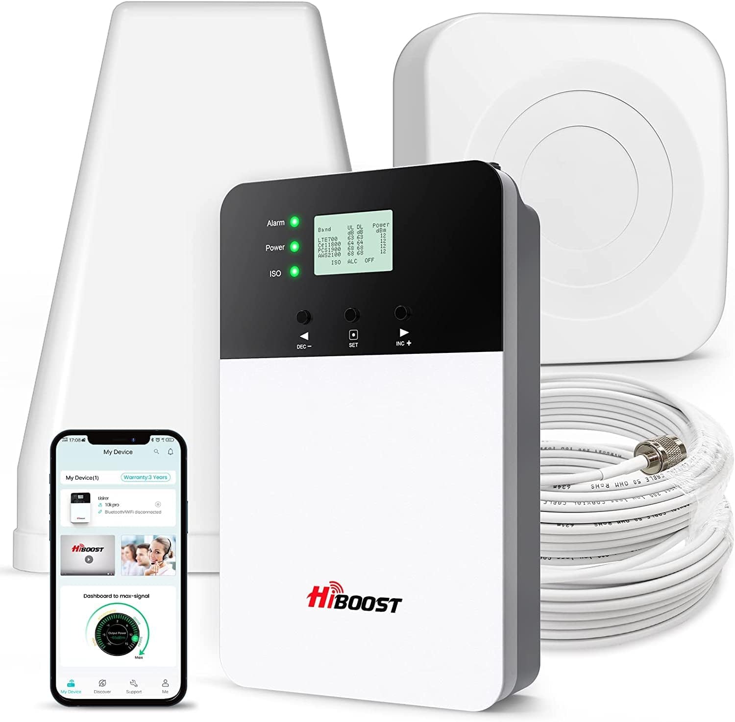 HiBoost Cell Phone Signal Booster, Cover 8000 sq ft with 2 Indoor