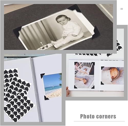 Miniatura 2 de SEWACC Calcomanías de esquina para fotos, protectores autoadhesivos para montaje de fotos, esquinas de papel para manualidades, álbumes de recortes,