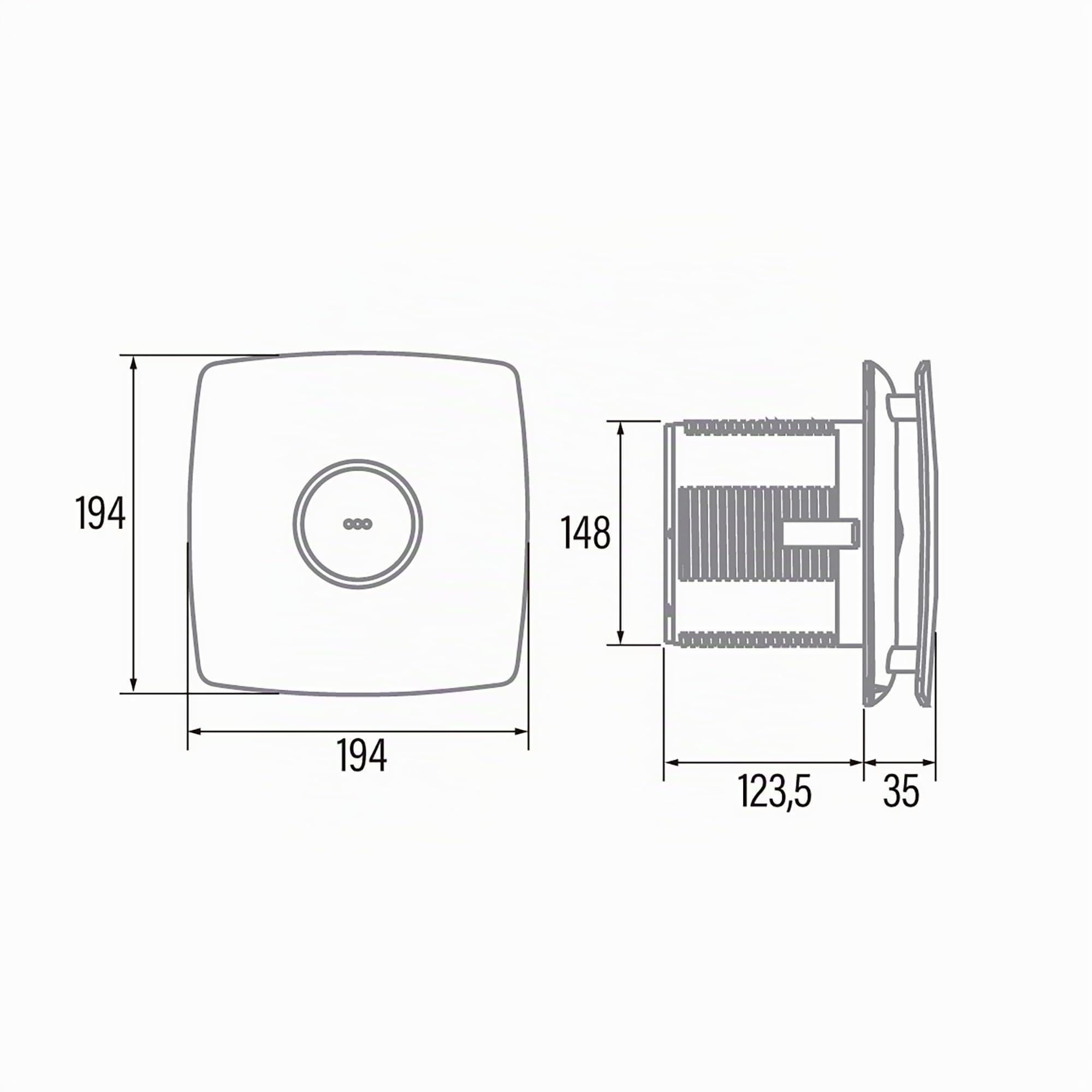 Cata Extractor de Baño X-MART 15S Extracción Perimetral Potencia 25W Fácil Instalación Luz Piloto Protector Térmico Caudal 320m3/h Diametro 150 2100 rpm Ligero 1,02kg Color Blanco