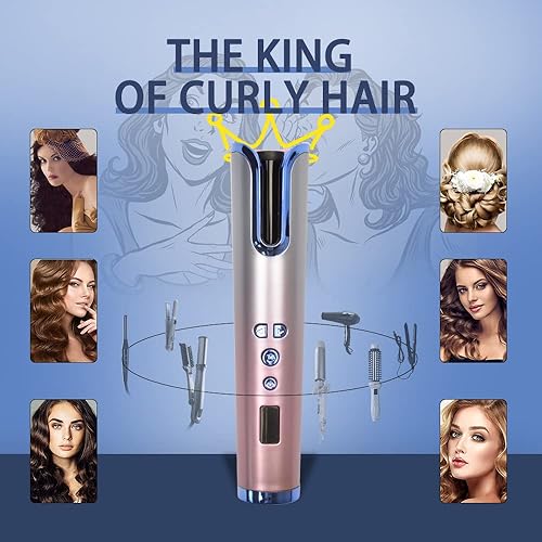 Miniatura 2 de Rizador de pelo automático, varita de rizador automático con barril giratorio grande de 1 pulgada y 4 temperaturas y 3 ajustes de temporizador,