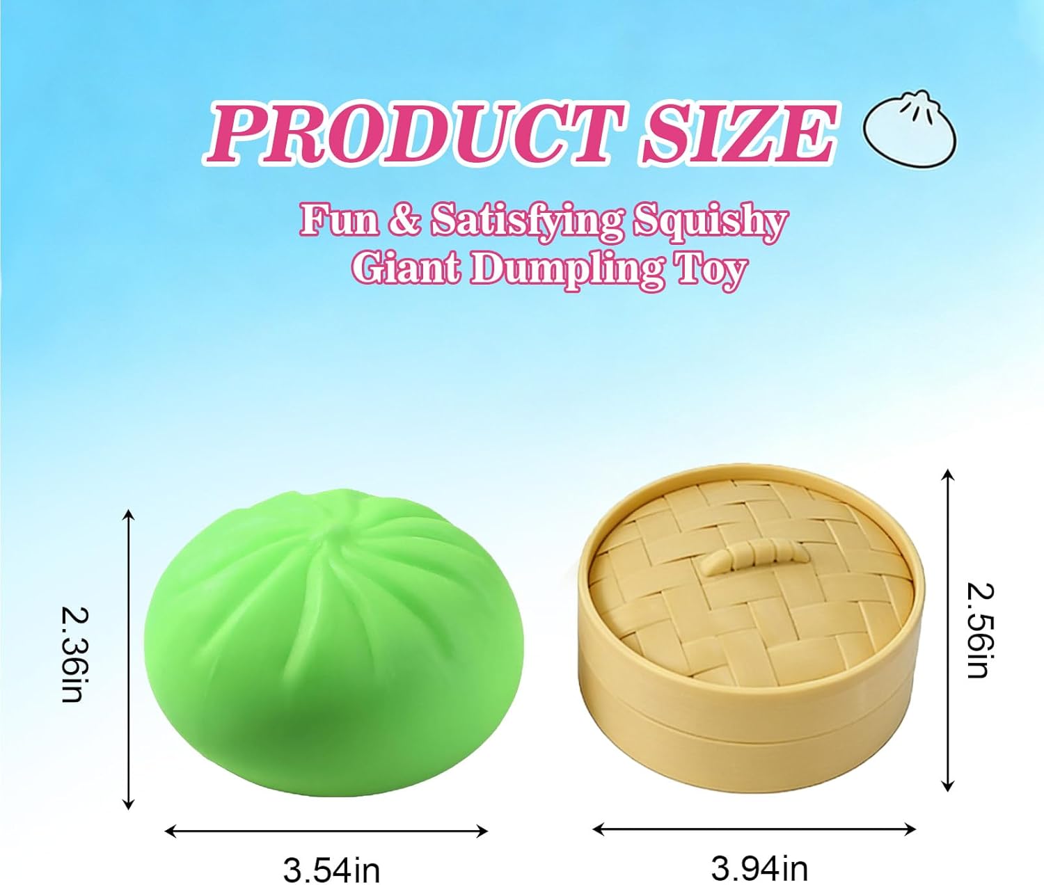 Dumpling Squishy Mystery Box Fidget Toys, Stress Relief Sensory Toys with Steamer Box, Giant Squeeze Toys for Gift (Green)