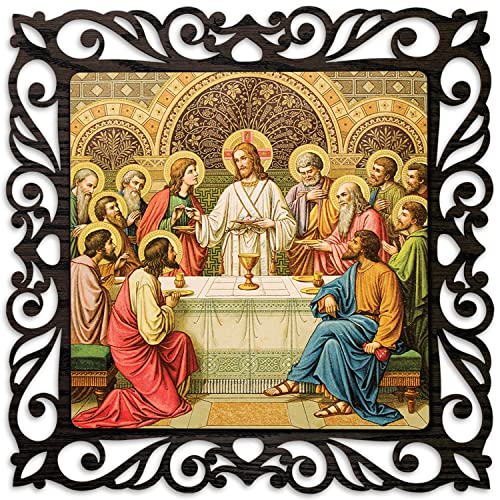 Image of Casa Rica Photo Frame Painting Wall Hanging home decoration for Wall, Living /Bed Room, Lobby(12inch x12inch) Laser Cut(Multicolor) (Last Supper)