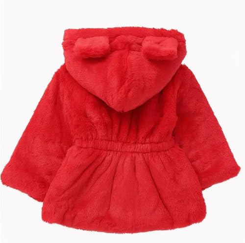 Miniatura 2 de WEONEDREAM Abrigo de forro polar de invierno para niñas pequeñas, chaqueta de piel sintética con capucha para bebés