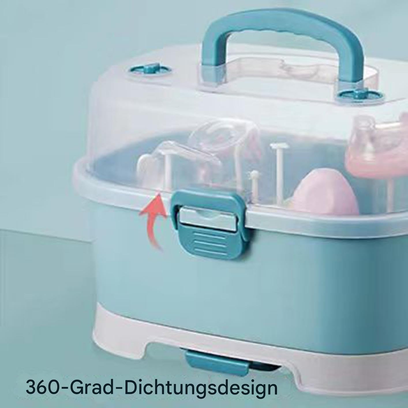 Baby Flaschen Organizer - Groß Aufbewahrungsbox Für Babyflaschen Mit Deckel | Staubgeschützte Aufbewahrung Für Küche Spüle Schrank Kühlschrank Spülmaschine Waschen
