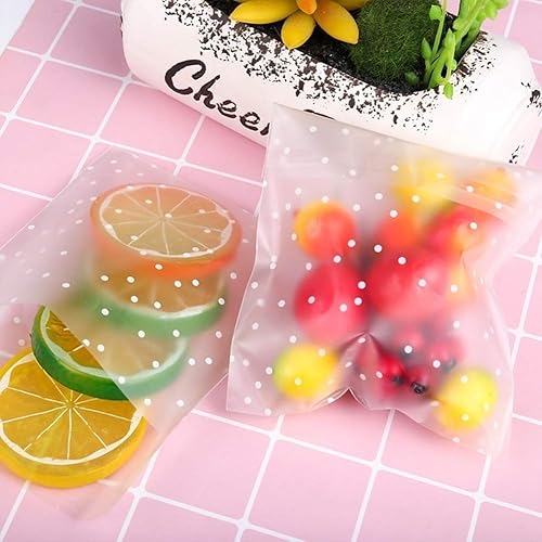 Miniatura 4 de Searik - Bolsas autoadhesivas para galletas de celofán, bolsas de plástico de lunares blancos para dulces de pastelería para bodas, fiestas,