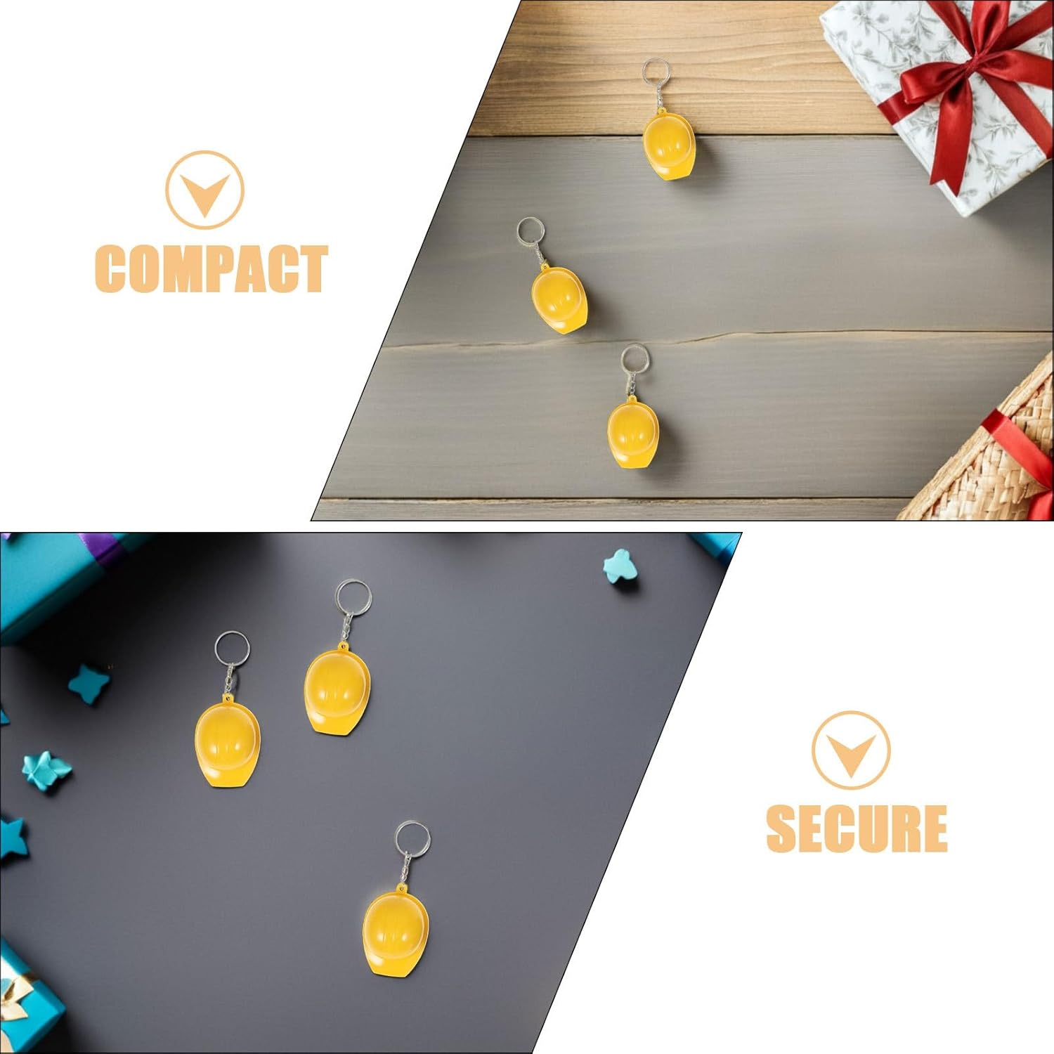 Cabilock 100pcs Mini Construction Hat Keychains For Party Favors Yellow Safety Helmet Ornaments Engineer Keyring Backpack Hanging Decor Construction-Themed Decorations