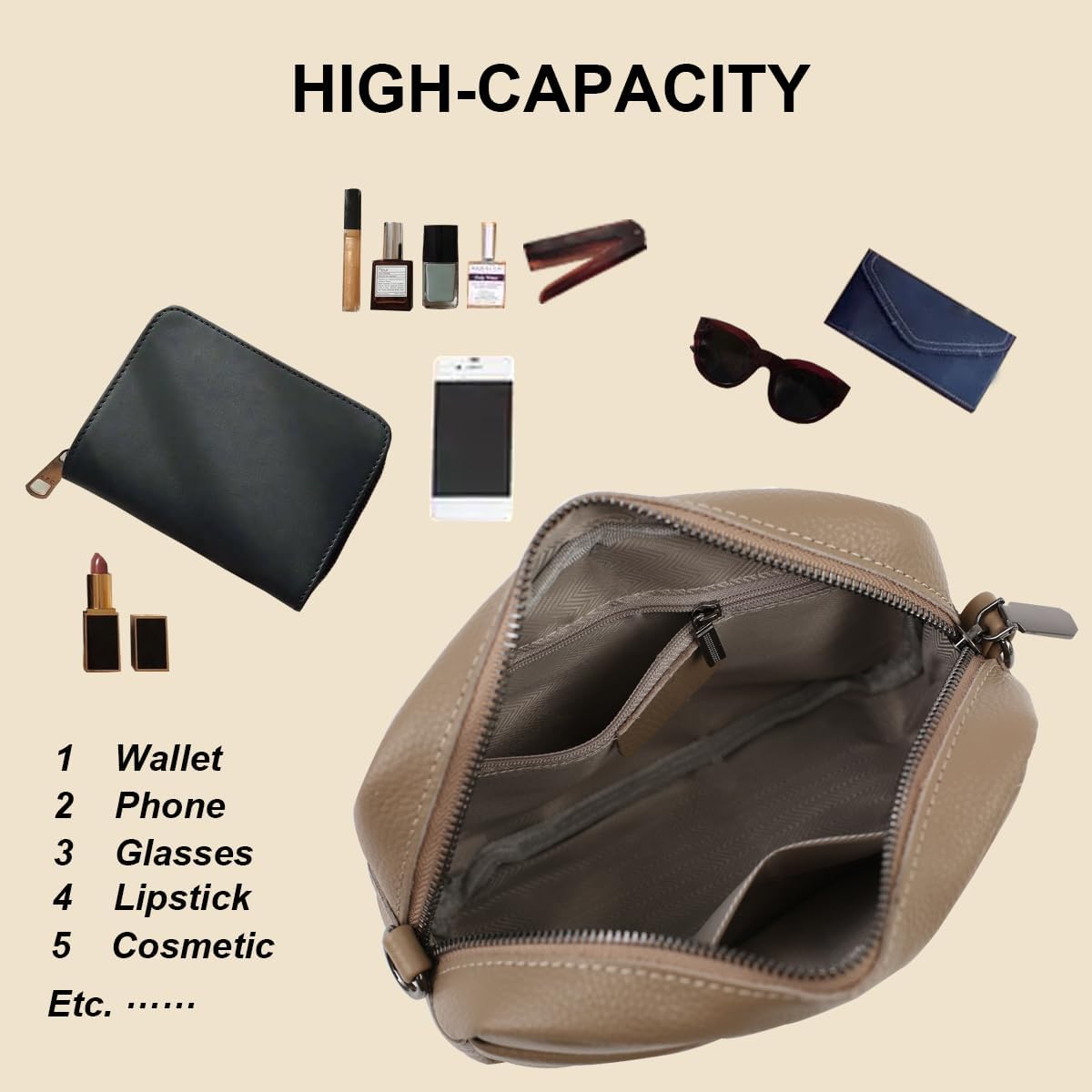 Leather Women's Crossbody Bag Fashion Wide Strap Camera Bag,For Valentine's Day Gift,Bridesmaid Gift