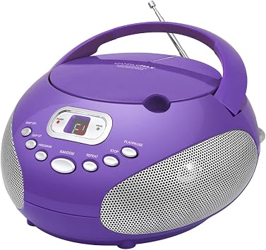 HANNLOMAX HX-319CD CD Boombox with AM/FM Radio Purple | LED Display, Aux-in, Telescopic Antenna, AC/DC Dual Power Source